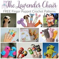 the lavender chair free finger puppett crochet patterns for children and adult sizes