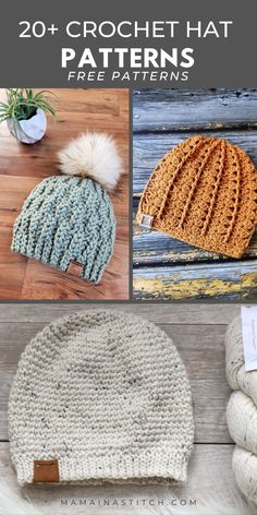 crochet hat patterns with text overlay