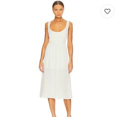 Brand New With Tags Color Is Whisper White Size Xs Fitted Midi Dress For Daytime, White Midi Dress For Daytime, Casual White Midi Dress For Date Night, Elegant Fitted Midi Dress For Daytime, Elegant Midi Length Daytime Dress, Off White Sleeveless Midi Dress For Day Out, Elegant White Daytime Dress, Elegant White Midi Dress For Daytime, Danielle Bernstein