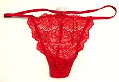 Victoria's Secret Dream Angels Sexy Red Lace V-String Panty Size M Pom-Pom Back Victoria's Secret Red Party Bottoms, Red Lace, Ebay Store, Pom Pom, Victoria's Secret, Ribbon, Angel, Women Accessories, Lace