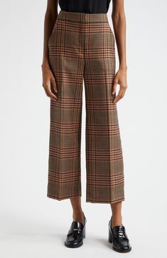 A trad plaid patterns these desk-to-dinner pants cut from warming wool in a kicky cropped length. Zip fly with hook-and-bar closure Front slant pockets; back welt pockets 100% wool Dry clean Imported Checked Pants, Wool Pants, Veronica Beard, Plaid Pattern, Welt Pockets, Camel, Wide Leg, Pants For Women, Dry Clean