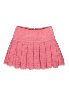 Get ready to channel your inner Barbie with our Alice & Olivia pink tweed pleated drop waist mini skirt! This stylish piece is perfect for creating a fun and playful look. Just pair it with a sleeveless top and cardigan for a truly Barbie core outfit. Size 2 Shell 48% Acrylic, 47% Polyester, 5% Cotton Lining 94% Polyester, 6% Elastane Exposed back zipper Drop waist Pleated detail Waist 28" Hips 32" Length 15.5" Pink Tweed Skirt For Spring, Spring Pink Tweed Skirt, Chic Pink Tweed Skirt, Spring Party Tweed Mini Skirt, Barbie Core Outfit, Olivia Pink, Barbie Core, Pink Tweed, Buy Shoes Online