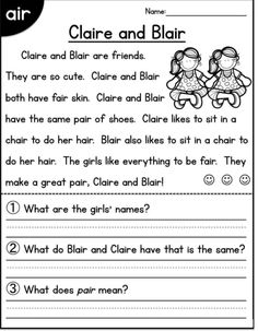 a printable worksheet for children to practice their reading skills