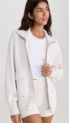 Varley Roxbury Zip Through Sweatshirt | Shopbop Cotton Loungewear Top With Zipper Closure, Cotton Tops With Zipper Closure For Loungewear, Varley Leggings, Holiday Hours, Clothing Trends, Comfy Chic, Activewear Brands, Change Of Heart, Summer Fits