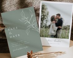 an image of a couple in love on their save the date card and wedding announcement