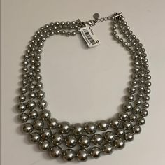 3-Row Faux Pearl Necklace. With Tags, Brand New. Adjustable Metal Jewelry From Macy's, Elegant Macy's Necklaces For Party, Macy's Silver Jewelry For Parties, Double Heart Necklace, Crystal Statement Necklace, Diamond Cross Necklaces, Crystal Heart Pendant, Costume Necklaces, Heart Necklace Diamond