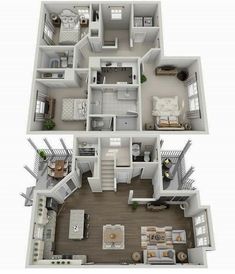 two bedroom apartment floor plan with living room, dining area and kitchenette in the middle