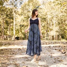 Elevate your summer wardrobe with our dark blue boho women's summer dress, a perfect choice for those warm days. Crafted from comfortable rayon material, this dress is not only soft and cozy but also boasts a stylish crochet top. The elastic smoked chest and adjustable straps ensure a perfect, customizable fit. Whether you're off to a festival, hitting the beach, or simply relaxing at home, this sundress offers versatility and style. Stand out from the crowd with its unique design and vibrant co Black Flowy Bohemian Sundress, Flowy Bohemian Dresses, Crochet Top Dress, Clothes Spring, Hippie Clothes, Dress Flowy, Dress Crochet, Rayon Dress, Long Summer Dresses