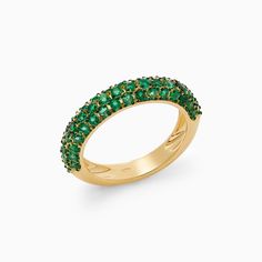 Essential Emerald Bubble Ring in 18kt yellow gold studded with emeralds Green Cluster Luxury Ring, Luxury Green Half Eternity Ring, Modern Green Emerald Diamond Ring, Fine Jewelry Green Emerald Half Eternity Ring, Green Emerald Half Eternity Ring Fine Jewelry, Green Emerald Ring With Half Eternity Style, Green Emerald Diamond Ring With Pave Setting, Formal Green Emerald Ring With Half Eternity, Green Emerald Ring With Pave Setting