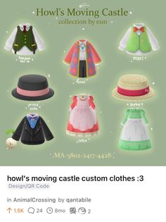 an image of children's clothing and hats on the appliance for how's moving castle?