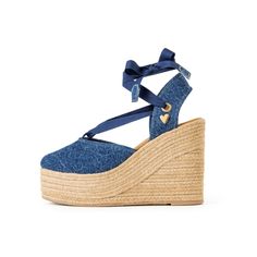 Patrizia Espadrilles - Denim by Nataly Mendez Casual Denim Sandals With Removable Insole, Casual Denim Platform Sandals, Casual Denim Blue Platform Sandals, Spring Denim Espadrilles For Beach, Casual Denim Espadrilles For Beach, Casual Denim Espadrilles For The Beach, Casual Denim Espadrilles For Summer, Denim Espadrilles With Round Toe For Beach, Blue Denim Espadrilles For Spring