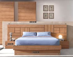 the measurements of a bed frame and headboard are shown in front of each other