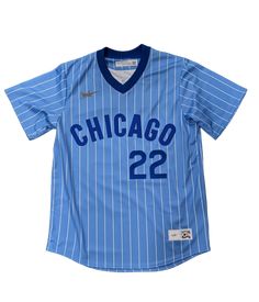 This Chicago Cubs Cooperstown Powder Blue 1978 NIKE Replica Jersey is designed to show off the historical, on-field look to exact specifications. This Baseball Jersey combines a moisture wicking fabric and old-school design to enhance a once genuine game-ready look. Replica tackle twill team graphics Cooperstown locker room tag above left hem Swoosh design on right shoulder Accurate era team markings Tagless Fit: True to Size Officially Licensed Locker Room, Baseball Jersey, Baseball Jerseys, Chicago Cubs, Powder Blue, Moisture Wicking Fabric, School Design, Lockers, Moisture Wicking