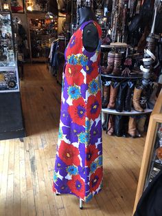 "Vintage 60's Style Hand Crafted Sleeveless Dress, Handmade Brightly Color Dress. Poly Cotton Blend. Measurements 16\" Arm Opening 34\" Bust 32\" Waist 48\" Length in Back In good condition." Poly Dress, Prom Purse, 60’s Style, 60's Style, 60s Style, Leisure Suit, Beaded Evening Bags, Bridal Clutch, Dress Handmade