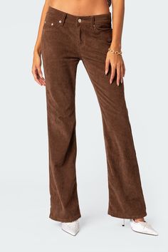 Pants Corduroy fabric Bootcut flared fit Polyester Model wears size S Model height is 5'6 Item care: Wash with similar color Corduroy Bootcut Pants, Fall Dressing, Fall Color Trend, Hooded Wool Coat, Pants Corduroy, Suede Pants, Corduroy Jeans, Bootcut Pants, Denim Maxi Skirt