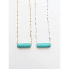 The petite and dainty Vertical bar paired with the perfect turquoise tube bead. These two compliment each other oh so well! Great for everyday wear or gifting! MATERIAL: +14k Gold Filled or Sterling Silver [including jump rings and clasp] +Turquoise Bead measures 8-9mm All stones all natural and therefore the size + color may slightly vary from photos +Vertical Bar measures 2.5mm x 25mm, 29 gauge thickness LENGTH: Select from drop down menu. If you don't see a size you would like please message Everyday Minimalist Turquoise Necklace, Minimalist Turquoise Necklace, Vertical Bar, Gold Filled Necklace, Minimalist Gifts, Tube Beads, Minimalist Necklace, Turquoise Beads, Jump Rings