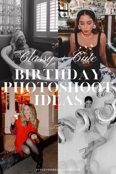 Looking for creative birthday photoshoot ideas? These 15+ ideas will make for fun and memorable photos for women celebrating a birthday, or can be easily be made kid-friendly too. They can be done at home, outside, solo, or with friends. The options are endless and you’ll achieve a great birthday photoshoot aesthetic. Classy Birthday Photoshoot, Bday Photoshoot Ideas, Classy Birthday Photoshoot Ideas, Birthday Photoshoot Aesthetic, 30th Birthday Outfit Ideas For Women, Birthday Themes For Adults, Classy Birthday, 30th Birthday Themes