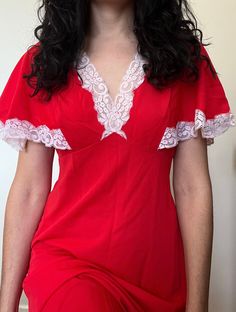 Brand: Diamond Cut Size on tag: 12 Bust: 45cm Waist: 42cm Hips: 53cm Fabric: polyester/elastane Red V-neck Summer Nightgown, Red V-neck Nightgown For Summer, V-neck Coquette Dress For Loungewear, Red Fitted Party Nightgown, Fitted Red Party Nightgown, Fitted Red Nightgown For Parties, Red Fitted Coquette Sleepwear, Fitted Red Nightgown For Sleep, Red Fitted Nightgown For Sleep