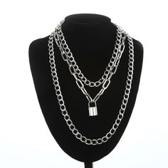 Limited Stock Available - Click "ADD TO CART" To Get Yours Now For 50% OFF 🔥 ﻿Elegant and Fashionable Necklace Layered Chain Necklace Lock Pendant Jewelry For Women, made of high quality and durable aluminum chain. This is a new work of fashion from Arimonz. Fashionable design, suitable for all occasions. Specifications: Material: Aluminum chain，Alloy lock pendant Package Includes: 1* Fashionable Necklace Layered Chain Necklace Lock Pendant Jewelry For Women *Please allow 10-21 business days fo Kalung Choker, Men Choker, Grunge Accessories, Goth Accessories, Lock Pendant, Layered Chain Necklace, Layered Chain, Goth Jewelry, Lock Necklace