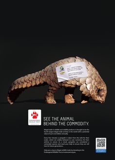 an advertisement for pet the animal behind the commodity, featuring a large armadia