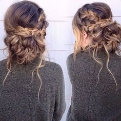 I don't know what to caption this so HAPPY DAY ! #glambytoriebliss: Wedding Hairstyles Viking, Cross Braids Hairstyles, Boho Braided Updo, Hairstyles Viking, Ballroom Prom, Cross Braids, Sukienki Maksi, Prom Bun, Unique Wedding Hairstyles