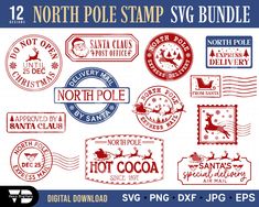 north pole stamp svg bundle