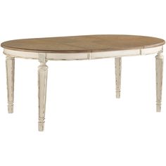 Realyn Round Dining Table - QK1028677_ASHL_PRI_OL Dining Room Extension, White Round Dining Table, Room Extensions, Oval Dining Table, Extension Table, Extension Dining Table, Oval Table, Oval Table Dining, Distressed Wood