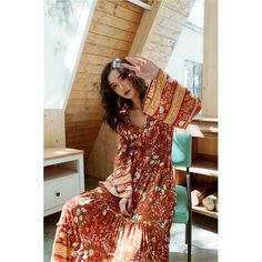 Bohemian Floral Print Maxi Dress Eclectic floral prints Rust Orange Color with Flare Hem Cotton Maxi Dress Perfect Look Fall Floral Print Boho Maxi Dress, Patterned Floral Print Maxi Boho Dress, Bohemian Ditsy Floral Print Maxi Dress For Spring, Bohemian Maxi Dress With Ditsy Floral Print For Spring, Spring Bohemian Maxi Dress With Ditsy Floral Print, Long Sleeve Boho Dress With Floral Print, Bohemian V-neck Maxi Dress With Floral Print, Bohemian V-neck Floral Print Maxi Dress, Bohemian Multicolor Ditsy Floral Print Dresses