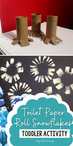 toilet paper roll snowflakes are an easy winter craft for toddlers