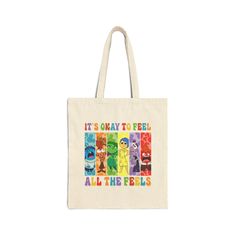 This 100% cotton bag comes in one size - 15" x 16"- perfect for everyday wear. While the canvas material will show off your designs in great colors, it's durable and will last for years. The bag features 20" handles (made from the same canvas), making it easy to carry even with a week's worth of shopping. .: 100% cotton canvas .: Heavy fabric (12 oz/yd² (406.9 g/m .: Sewn-in label Tote Bag Inside, Feel Your Feelings, Canvas Making, Bag Inside, It's Okay, Gifts For Readers, Mental Health Matters, Bag Design, Tote Bag Design