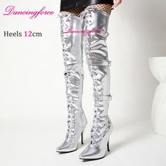 Dancingforce Sexy 12cm Stiletto Heels Pointy Toe Thigh High Boots Women Patent Party Boots Knee High Party Boots, Boots Knee High, Boots Knee, Boots Women, Thigh High Boots, Thigh High, Thigh Highs, Knee High Boots, High Boots