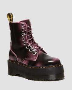 Jadon Max Boot Distressed Leather Platforms in Fondant Pink | Dr. Martens Jadon Max, Fondant Pink, Jadon Boots, Dr Martens Jadon, Aesthetic Shoes, Goodyear Welt, Dream Shoes, Doc Martens, Distressed Leather