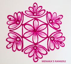 a drawing of pink flowers on a white background with the words menka's rangoli