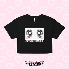 it's like the famous bunhead said ❝i'm just a little clumsy and a bit of a crybaby.❞ -- but in black! ｡o(o'ᯅ`o)o｡ * 100% combed and preshrunk cotton  * Relaxed fit * DTG printing on Women's Crop Top | AS Colour 4062 * Ribbed crew neck and dropped shoulders * Side-seamed construction and shoulder-to-shoulder taping This product is made especially for you as soon as you place an order, which is why it takes us a bit longer to deliver it to you. Making products on demand instead of in bulk helps reduce overproduction, so thank you for making thoughtful purchasing decisions! Cute Black Anime Print Tops, Cropped Tube Top, Womens Clothing Tops, Crop Tops Women, On Demand, Crop Top, Bathing Beauties, Take That, Relaxed Fit