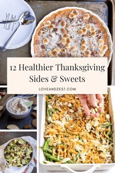 thanksgiving sides and sweets collage with text overlay