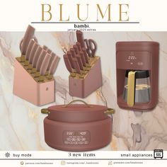 an advertisement for the new brauna blaume coffee maker and other kitchen items