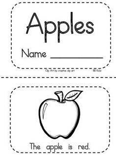 the apple is red and an apple is green, both with name tags for each