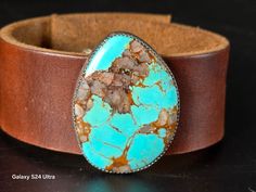 Leather and turquoise bracelet, brown cuff with blue web turquoise, snap closure adjustable bracelet by BooneSilver on Etsy Turquoise Western, Cuff Bracelets Handmade, Jewelry Turquoise, Royston Turquoise, Turquoise Cuff, Western Boho, Hippie Jewelry, Bracelet For Men, Leather Cuffs