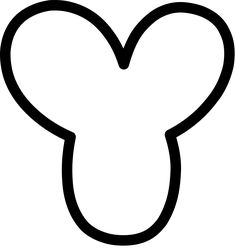 the mickey mouse head is shown in black and white, with a heart shaped outline