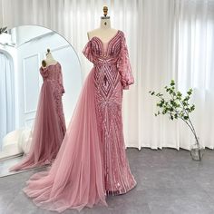 Dreamy Vow Elegant One Shoulder Mermaid Pink Evening Dress for Women Long 2023 Luxury Green Rose Gold Wedding Party Gowns 150 Rose Gold Wedding Party, Gold Wedding Party, Luxury Green, Mermaid Pink, Pink Evening Dress, Pink Mermaid, Cute Prom Dresses, Ball Gowns Evening, فستان سهرة