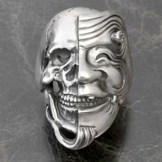 made by Dualflow noh mask okina old man skull japanese silver ring made in JAPAN if you want other ring gauge please contact us. Tiger Ring, Noh Mask, Mens Silver Jewelry, Owl Pendant, Small Rings, Old Man, Tokyo Japan, Silver Band, Rings Statement