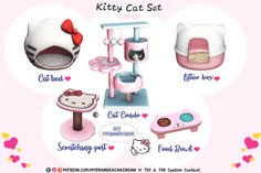 the kitties cat set is designed to look like hello kitty