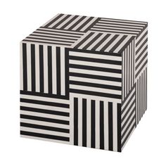 a black and white box with stripes on it