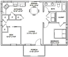 the floor plan for a two bedroom apartment with an attached kitchen and living room area