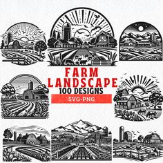 the farm landscape logo is shown in black and white