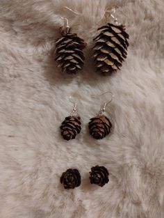 "Pinecone Earrings, made in 3 different sizes. The large hooks are around 1\" in size. The small hooks are at least 1/4\"-1/2\" in size. And the tiny studs are at least 1/4\" in size. They are made with real Pinecones so no two are the same, and they are made to order. If you have any questions, please feel free to ask. Your satisfaction is my Priority." Pinecone Earrings, Unique Studs, Stud Earrings Unique, Winter Earrings, Nature Earrings, Fall Earrings, Tiny Studs, Tiny Stud Earrings, Earring Tree