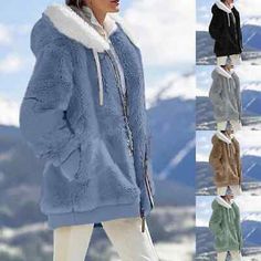 Top Seller for Jacket Coat Winter Warm Women Fleece Thermal Heated Plush Overcoat Fur *20% OFF*, Womens Coats Jackets Plush Design, Fleece Jacket Womens, Coat Women Fashion, Outwear Jackets, Palau, Jacket Long, Bhutan, Sherpa Jacket, Chilly Weather