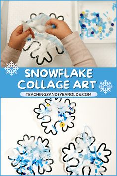 the snowflake collage art project is perfect for kids to do in winter