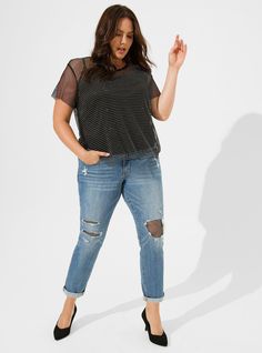 Ripped Boyfriend Jeans Plus Size, Fools Paradise, Perfect Boyfriend, The Boyfriend, Boyfriend Jean, Apple Shaped, Women Denim Jeans, Plus Size Jeans, Mid Rise Jeans