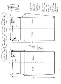 an image of a sewing pattern for a top and skirt with the measurements on it